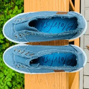 Like new Blowfish distressed blue no lace slip on Play sneakers. Size 6.5
